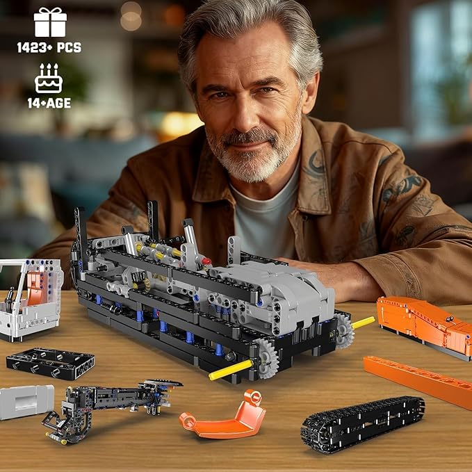 Mould King 17054 Pneumatic Front Loader Building Sets, MOC Gopher Loader Engineering Vehicle Model with APP/Remote Control, Gift for Age 14+/Adult Collections Enthusiasts (1423+ Pieces)