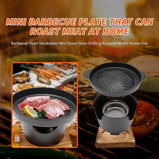 Saihisday Mini Hibachi Grill - Portable Cast Aluminum Korean BBQ Charcoal Grill
