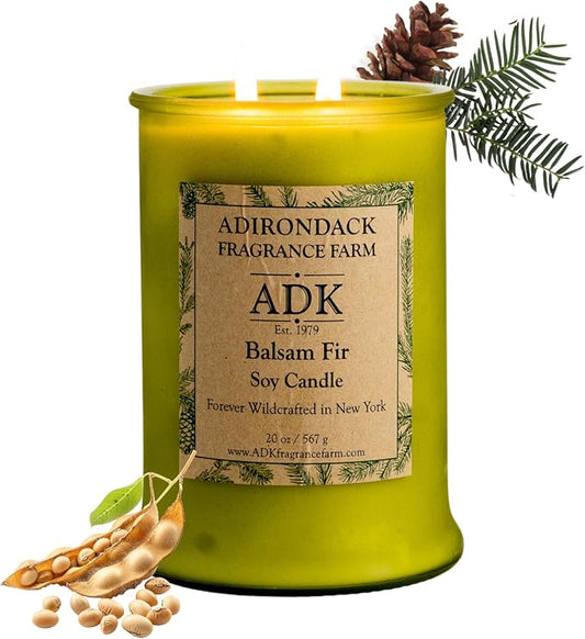 Adirondack Fragrance & Flavor Farm Balsam & Fir Scented Candle 20 Oz | Proudly Poured in The USA, Natural Aromatherapy Wax for Relaxation, Home Décor, Kitchen, Gift and Living Spaces