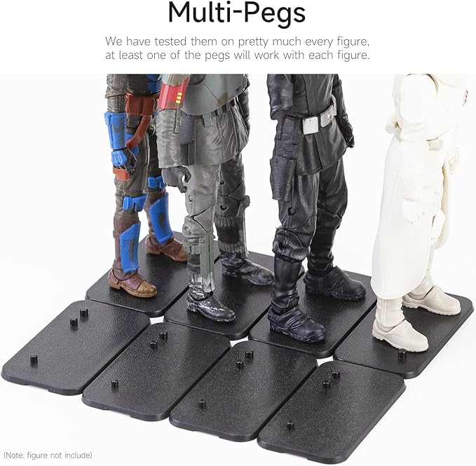 32 Pieces Plastic Action Figure Display Stand Base ,Multi-PEG Model Support Stand Compatible with 6 inch Star Wars Black Series Figure Toy (32PCS-Black-Square)