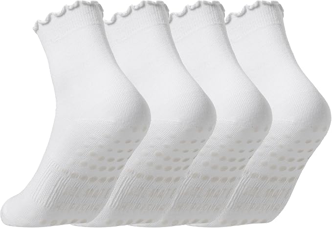 COOLMATE Pilates Socks with Grips for Women, Yoga Socks, Crew Non Slip Women for Barre, Pilates Gifts for Women
