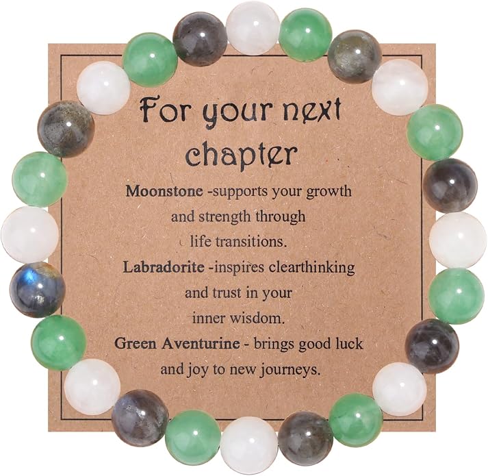 MAIBAOTA Healing Crystal Bracelet for Women Empath Protection & Safe Travel & Anxiety Relief Bracelet - New Beginnings Lucky Charms for Travel/New Job/Next Chapter
