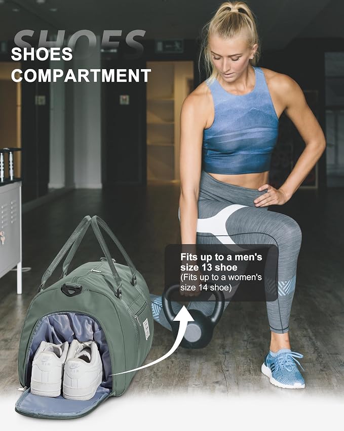 Gym Bag Womens Mens with Shoes Compartment and Wet Pocket Travel Duffel Bag for Women for Plane Sport Gym Tote Bags with Toiletry Bags Waterproof Weekend Overnight Carry on Bag Hospital Holdalls