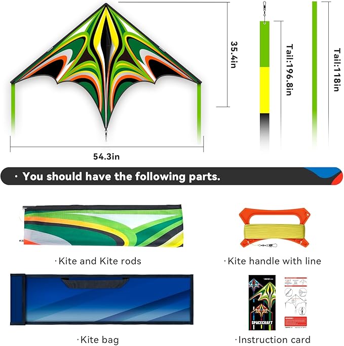 Kite, Large Delta Kites for Kids and Adults, Easy to Fly Rainbow Kites, Durable Multifunctional Beach Kite, Tangle-Free Flight Line, Durable
