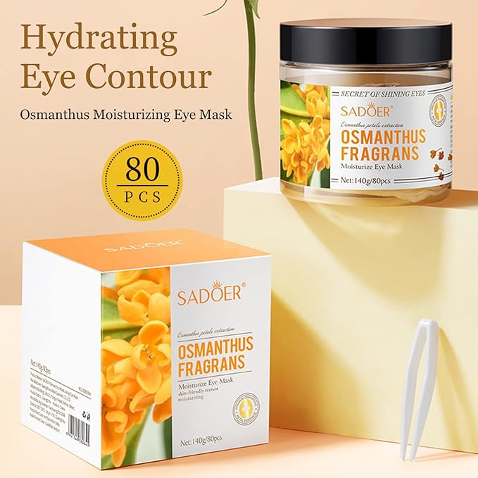 Eye Mask, Under Eye Patches 30 Pairs- Dark Circles, Puffy Eyes Treatments–Reduce Wrinkles and Fine Lines, Hydrating and Anti-Wrinkle Effect Under-Eye Patches with Hyaluronic Acid and Collagen (Osmanthus Fragrans)