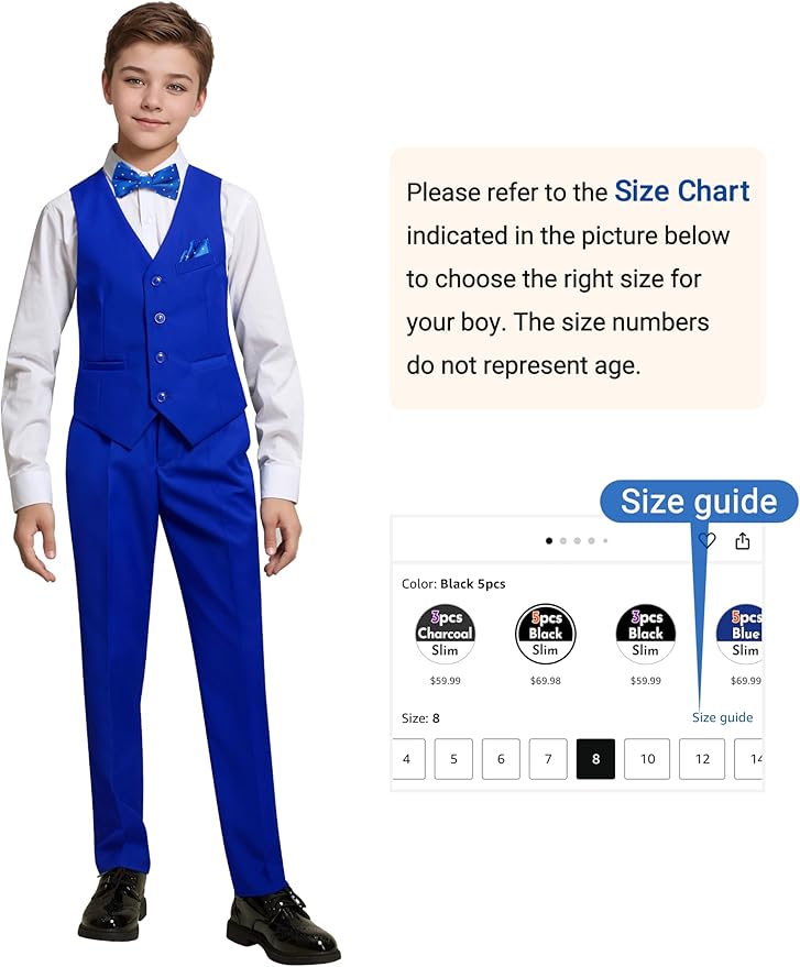 Happy Dolphin Boys Suit Set Modern Fit Kids Suits Adjustable Waist Boys Wedding Outfit for Boy Communion Suits for Boys