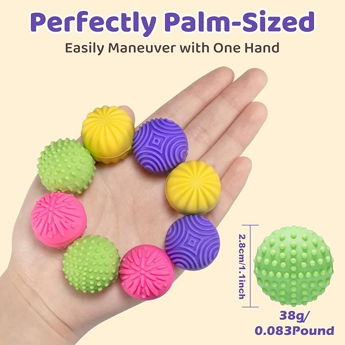 Magnetic Sensory Fidget Balls – 8-Pack Silicone Weighted Stress Relief Toys for Adults & Teens – Quiet, Textured Magnet Fidgets for ADHD, Autism & Anxiety – Gift for Desk, Travel & Office