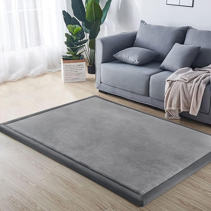 Baby Play Mat for Floor Nursery Rug Muscle Mat Area Rug Playroom Rug 79"x118" Playpen Mat Elastic Foam 1.3" Thick Crawling Mat for Babies,Toddlers, Infants, Kids,Grey