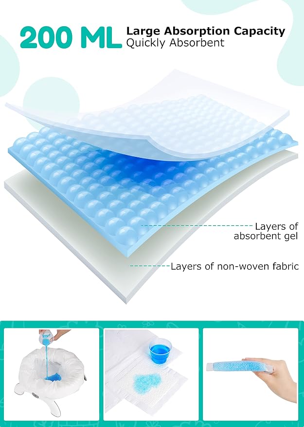 [36 Counts] Newnice Upgraded Drawstring Potty Liners with 20s Quick Absorb Pads, Travel Potty Bags for Toddler Road Trips, Portable Toilet Refills Fit OXO Tot 2-in-1 & Commode Chairs