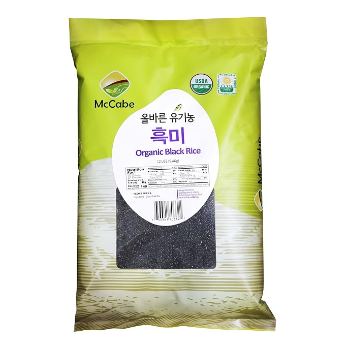 McCabe Organic Black Rice - Gluten Free Black Rice - Rich in Fiber & Minerals | USDA and CCOF Certified | Packed in USA | 12 lbs