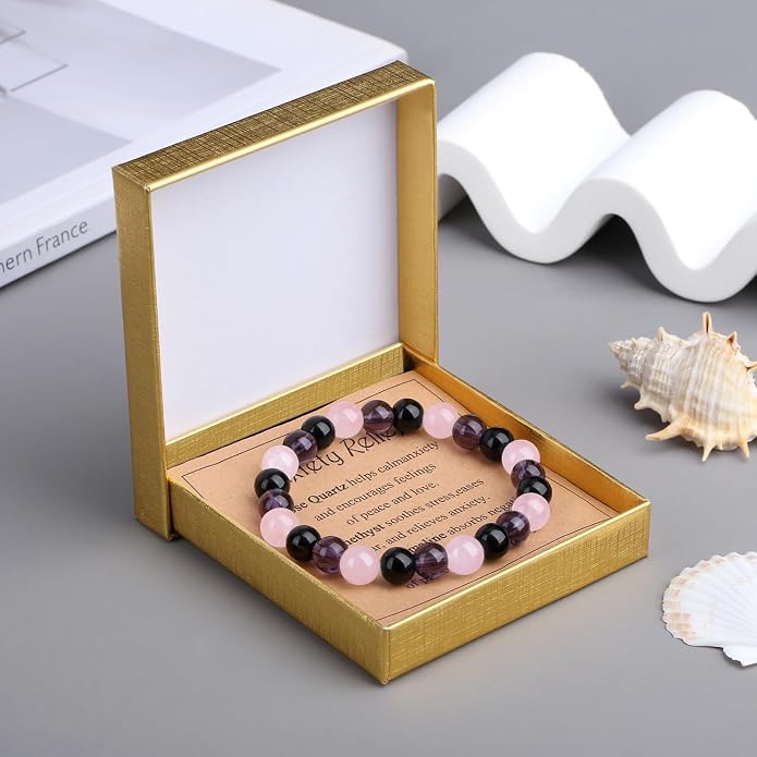MAIBAOTA Healing Crystal Bracelet for Women Empath Protection & Safe Travel & Anxiety Relief Bracelet - New Beginnings Lucky Charms for Travel/New Job/Next Chapter