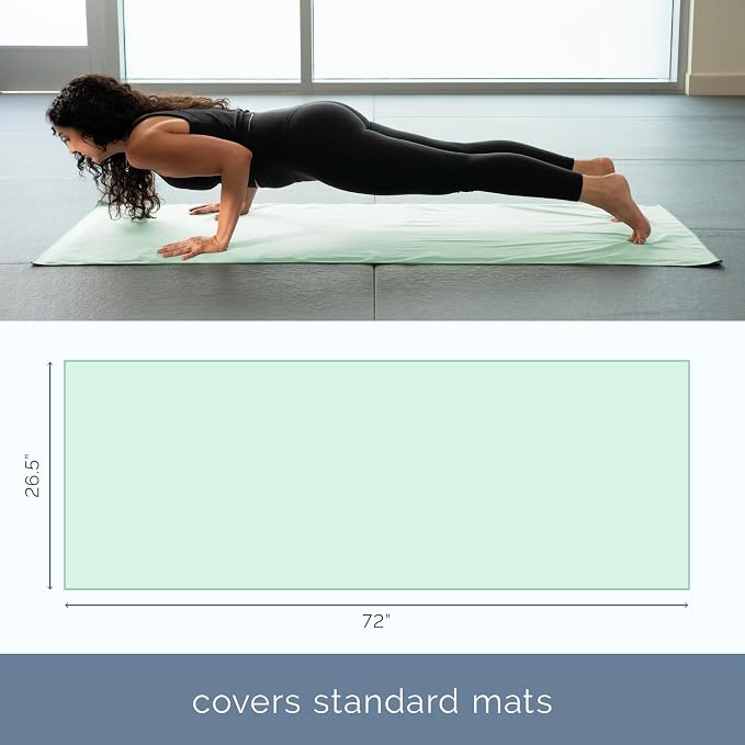S&T INC. Aura Yoga Mat Towel, Quick Dry Towel, Soft and Absorbent for Gym, Pilates, and Hot Yoga Mat, 1 Pack, 26.5 inches x 72 inches, Microfiber, Sage Green