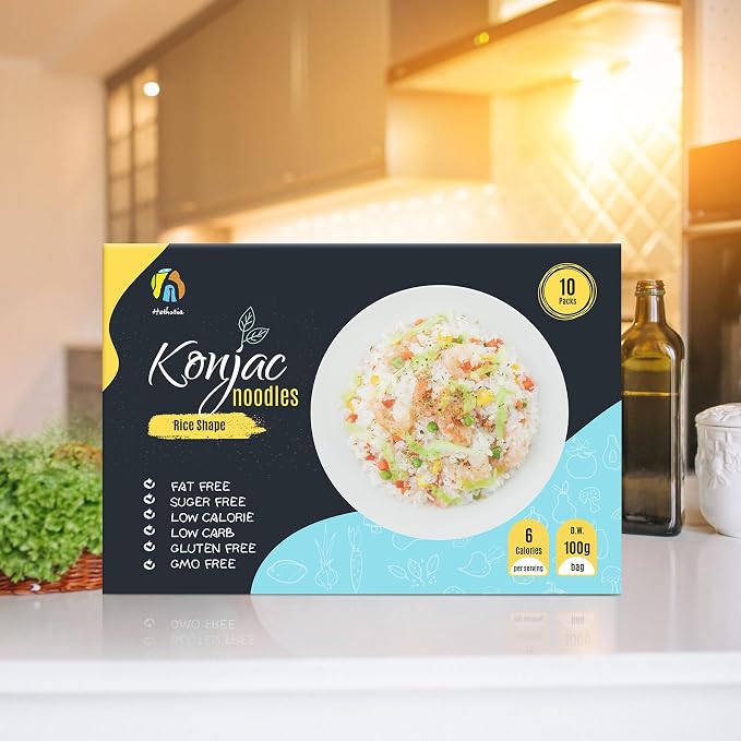 Hethstia Shirataki Rice, 10 Packs Gluten-Free Konjac Rice Low-Carb | Sugar-Free, Keto & Paleo-Friendly, Vegan, Low-Calorie, Ready-To-Eat Healthy Food