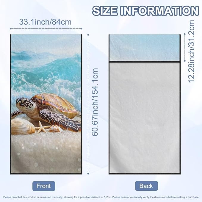 INSTANTARTS Beach Turtle Towel Car Seat Covers Seat Belt Cover Pad Car Seat Towel Cover as Yoga Mat
