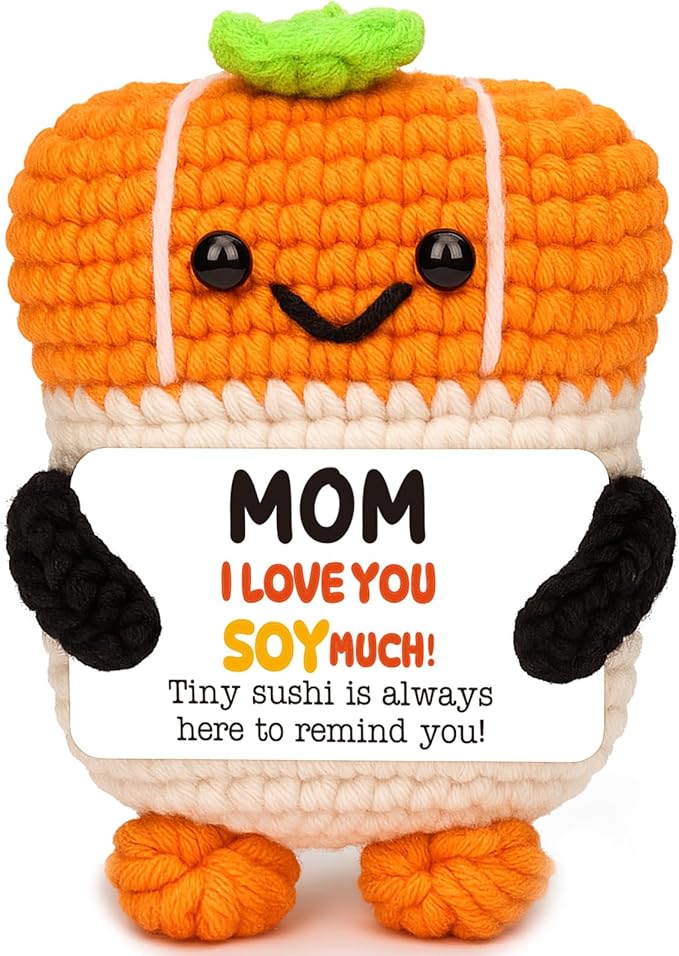 Birthday Gifts for Mom from Daughter Son Handmade Crochet Sushi I Love You Mom Gifts for Mama Mother in Law Bonus Step Mothers Birthday Christmas Stocking Stuffers Present Ideals Cute Emotional Decor