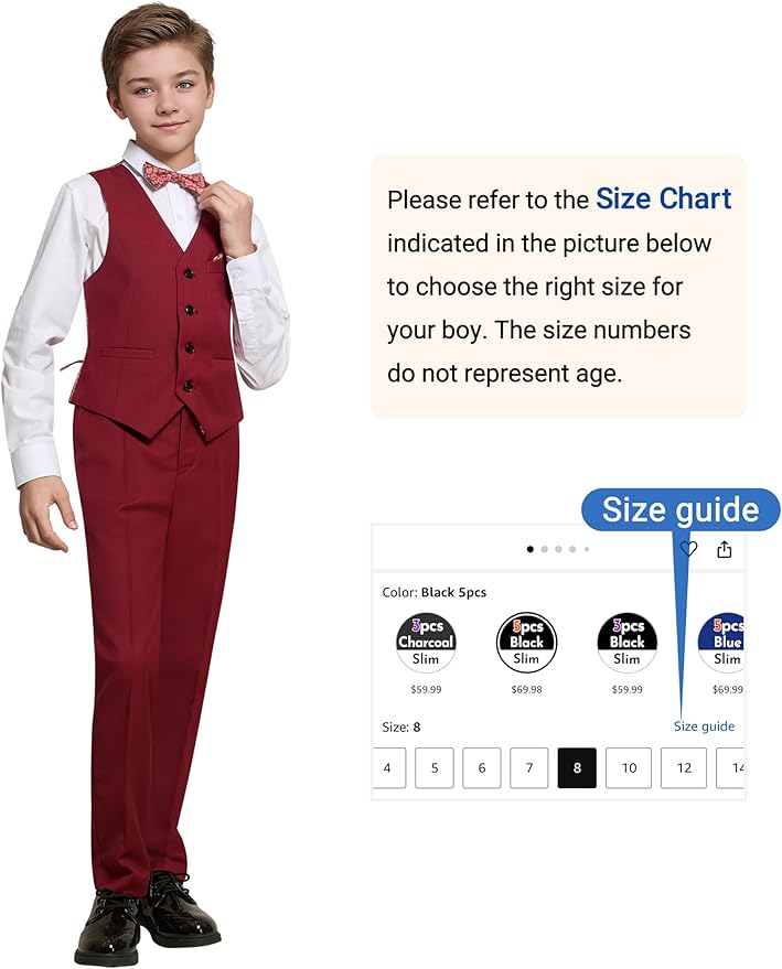 Happy Dolphin Boys Suit Set Modern Fit Kids Suits Adjustable Waist Boys Wedding Outfit for Boy Communion Suits for Boys