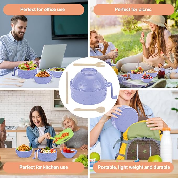 Microwave Ramen Cooker,Ramen Bowl Set,Microwave Noodle Bowl With Chopsticks and Spoon, College Dorm Room Essentials for Girls for Boys, Apartment Essentials, BPA-Free. (light purple)
