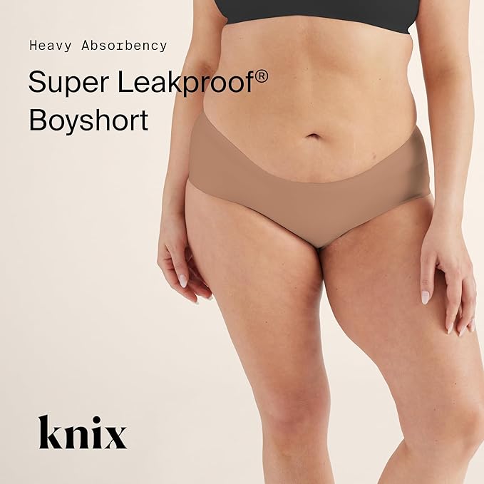 KNIX Women Leakproof Period Underwear Boyshort – Heavy Flow Protection, Absorbs 4–7 Super Tampons