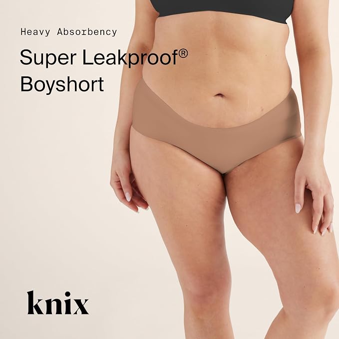 KNIX Women Leakproof Period Underwear Boyshort – Heavy Flow Protection, Absorbs 4–7 Super Tampons