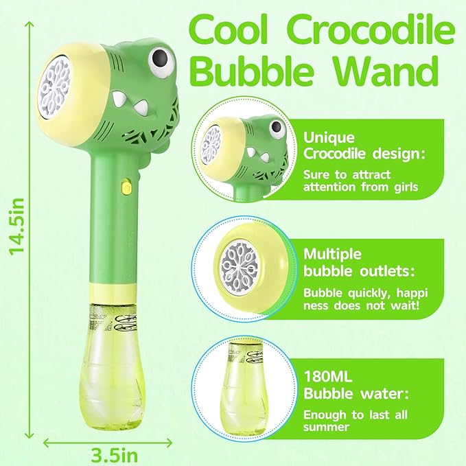 Bubble Machine Wand for Kids Toddlers Age 1 2 3 4 5 6 7 8 Years Old Birthday Party Easter Day Gifts with Music&Light Automatic Cute Baby Outdoor Outside Toy Game for Little Girl Boy Include Solution