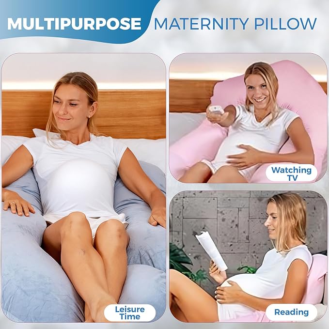 PILLANI Pregnancy Pillows for Sleeping - V C U Shaped Full Body Pillow with Removable Cover, 57inch Cooling Maternity Pillow for Pregnant Women, Support for Back Belly Legs Hip - Pregnancy Must Haves