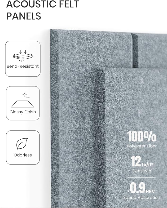 Fluxynara 36" x 24" Large Felt Bulletin Board, Blue Gray | 6 Pack Cork Board Alternative with 30 Safe Adhesive Tabs, Pin Boards for Wall Decor, Home, Office, Classroom,Dorm