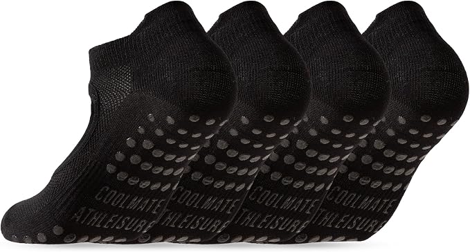 COOLMATE Pilates Socks with Grips for Women, Yoga Socks, Crew Non Slip Women for Barre, Pilates Gifts for Women