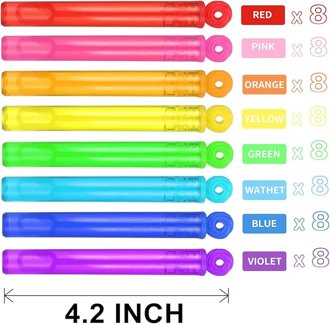 Bubble Wands Halloween Party Favors Pack of 64, Mini Neon Bubble Wands | Odor-Free Non-Toxic Kids’ Bath Toy/Birthday Treats Bubble Maker Toys for Kids | Outdoor Summer Events & Celebration Toy Gift