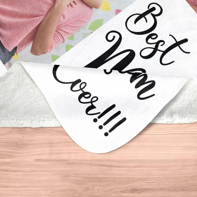 inkArts Custom Blanket with Photo, Personalized Photo Blanket, Customized Picture Blankets, Customizable Blankets, Personalized Best Mom Ever Gifts for Mom