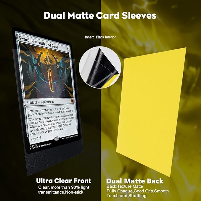 Lightning Yellow Dual Matte Card Sleeves, Katomula Card Sleeves for MTG, Standard Card Sleeve for MTG, PKM, Flesh & Blood
