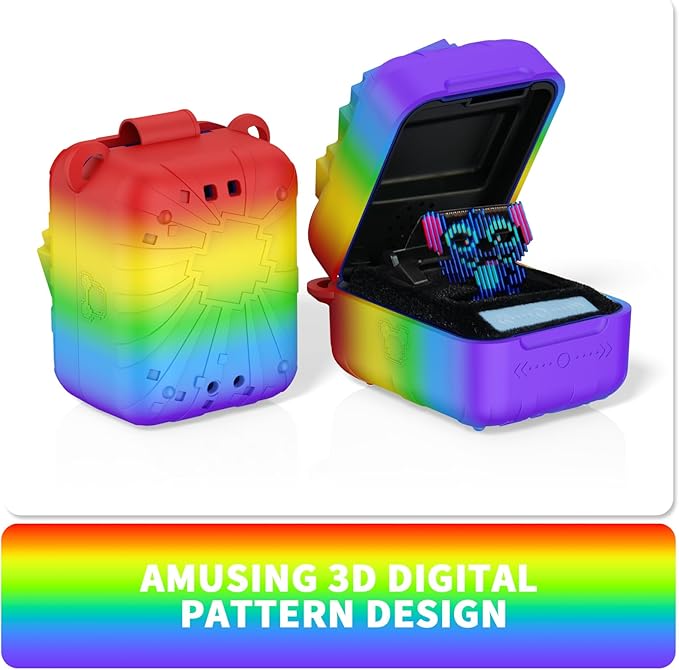 Soft Silicone Case for Bitzee Disney Interactive Toy Digital Pet, Shockproof and Protective Carrying Case for Bitzee Disney Virtual Electronic Pets with Lanyard for Kids (Rainbow)