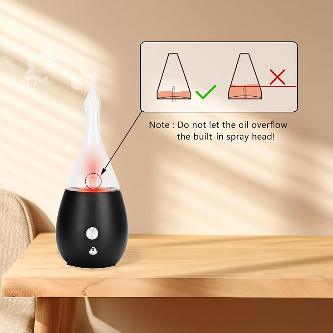 Lychee Essential Oil Diffuser Humidifiers, 7 Colors Light Setting, Quiet Diffuser, Small Aromatherapy Diffuser with Wood Grain Base for Home Bedroom Office Yoga Nice Gift