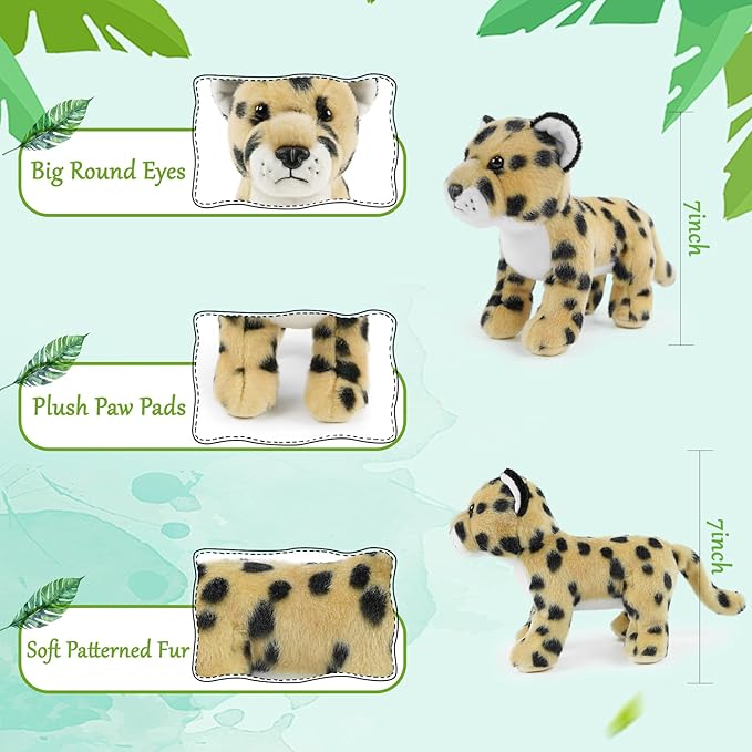 Stuffed Animals Toy Farm Animals 8 INCH,Plushies Stuffed Animals for Girls Plush Toys Little Stuffed Animal, Cute Stuffed Animal Plush Toy for Boy Girls (Standing Leopard)