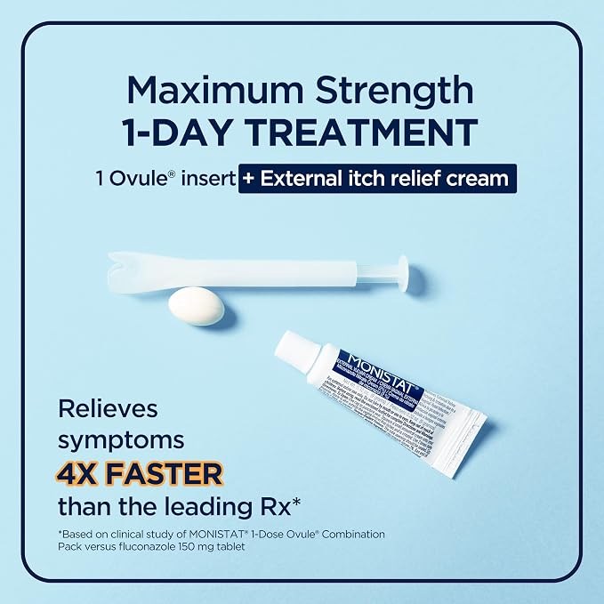 MONISTAT 1-Dose Yeast Infection Treatment, 1 Ovule Insert & External Itch Cream