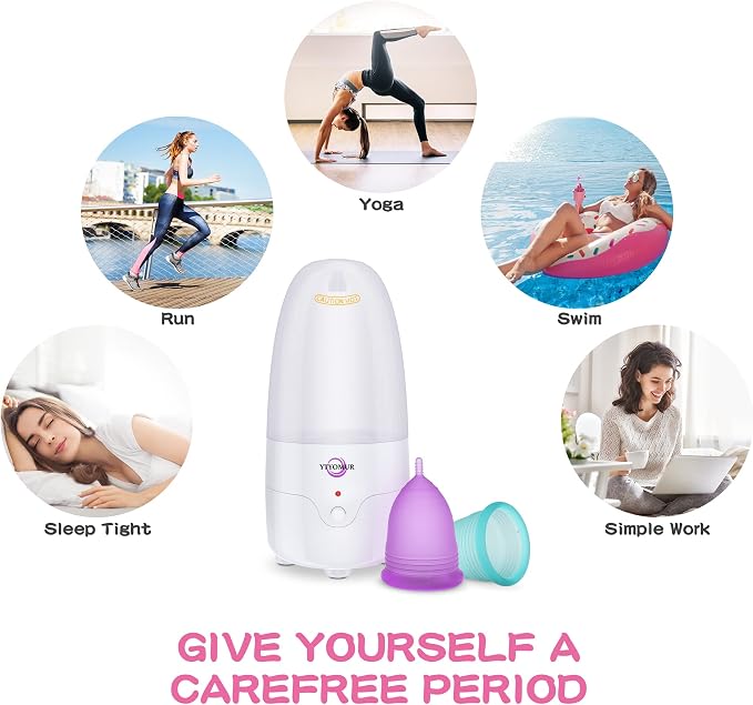 Menstrual Cup Kit, YTYOMUR Menstrual Cup Set with Two Reusble Period Cups, Compact Design - Easy to Hide to Avoid Embarrassment, Travel Friendly