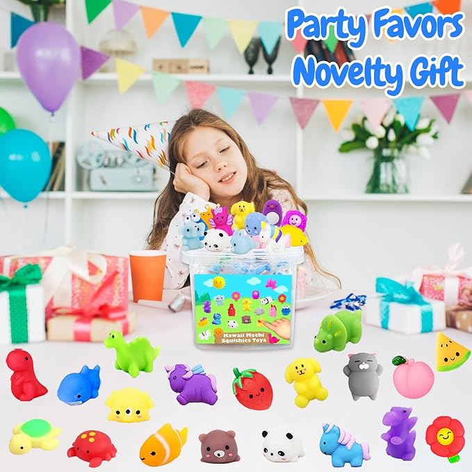 120Pcs Mochi Squishies Toys, Kawaii Squishies Bulk for Kids Party Favors, Squeeze Toys for Stress Relief, Classroom Prizes, Goodie Bag Stuffers, Party Bag Filler, Birthday Gifts (Random)