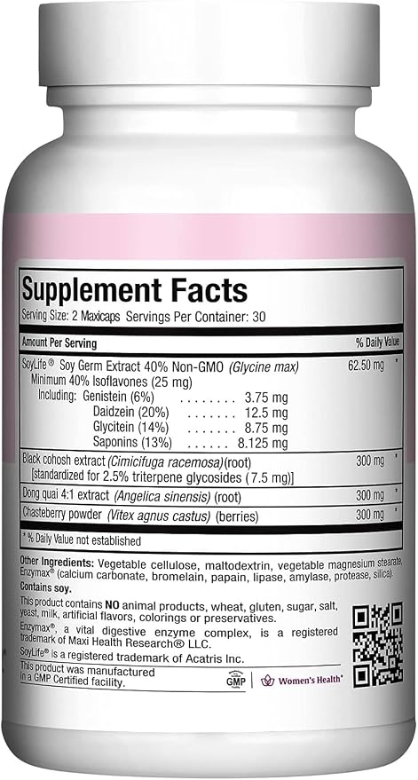 Menopause Supplements for Women Hot Flashes & Night Sweats – Hormone Balance, Menopause Relief for Women & Perimenopause Support – with Black Cohosh, Dong Quai, Chasteberry & Soy Isoflavones – 60 Ct