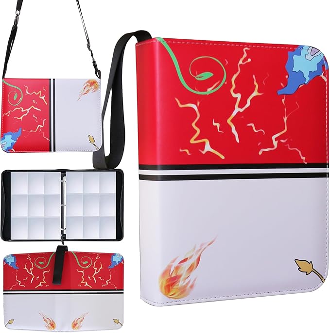 900 Pocket Trading Card Binder, 9 Pocket Card Storage Album with Zipper and Adjustable Shoulder Strap, Card Organizer Portfolio for Standard Size Trading Cards, Sports Cards and Game Cards