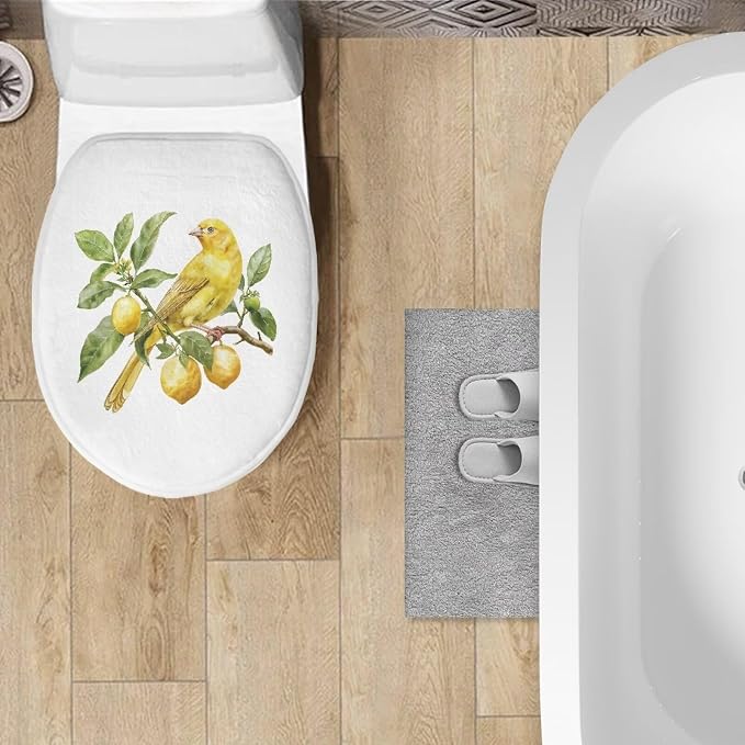 Hummingbird Toilet Seat Cover, Flannel Soft Bathroom Accessories Toilet Lid Cover, Machine Washable Reusable Toilet Seat Cover