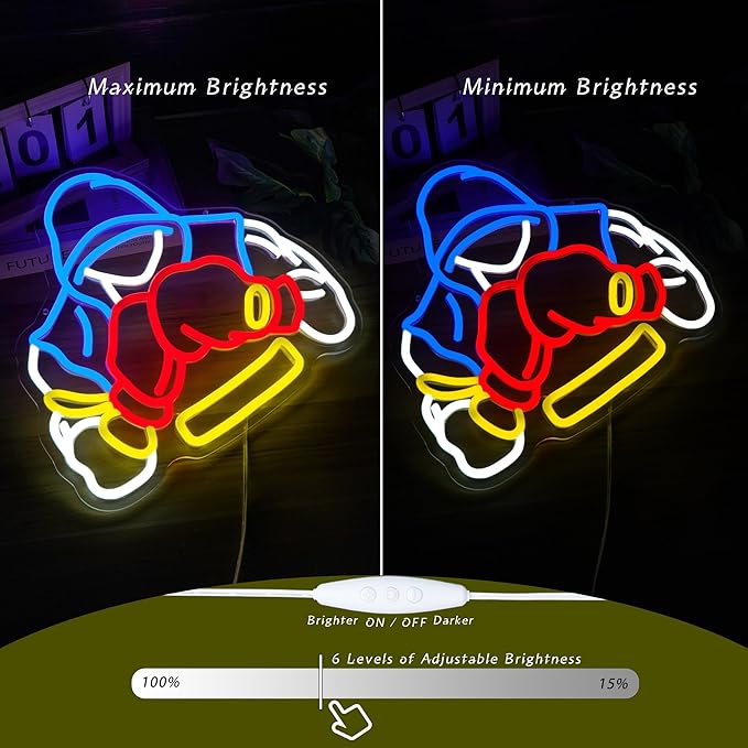 Boxer Neon Sign Boxing Gifts for Men Dimable LED Boxing Neon Light for Sports Rooms Gym Decor and Man Cave Perfect Boxing Gifts for Men Boxing Lovers Fight Fans and Athletes(12.8×12.1inch)