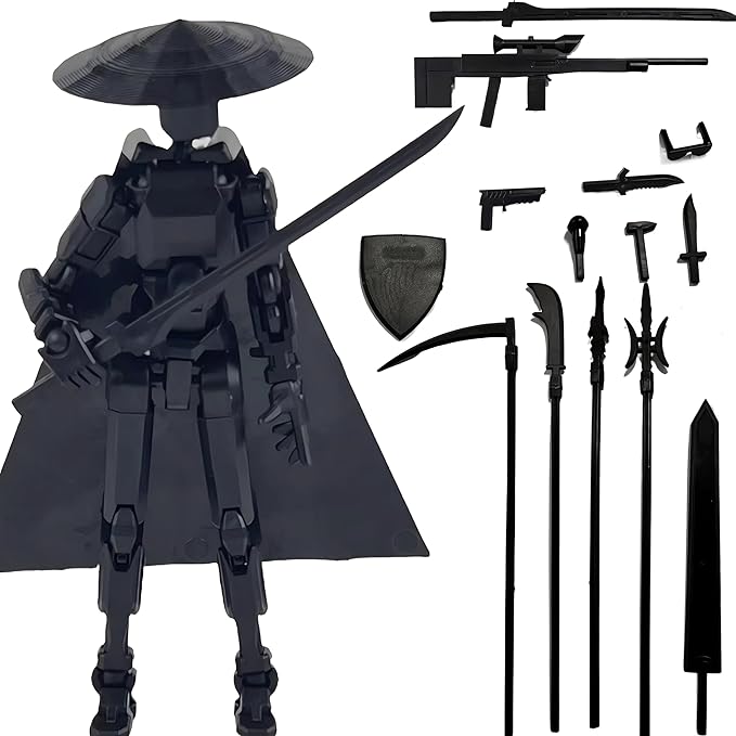 Already Assembled 8 inch T13 Action Figure,Dummy 13 T13 Multi Jointed Movable,for Collectors Desktop Decorations Movability 3D Printed Toys (Black)