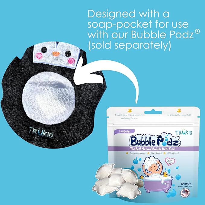 TruKid Bubble Gum Bubble Podz & BubbleGlove Set – Bubble Bath Pods and 2 Wash Gloves for Parent and Child