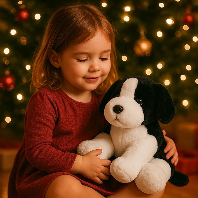 Sheepdog Border Collie Stuffed Animals Black and White Dog Puppy Plush Toys for Kids Boys Girls Baby Birthday Easter