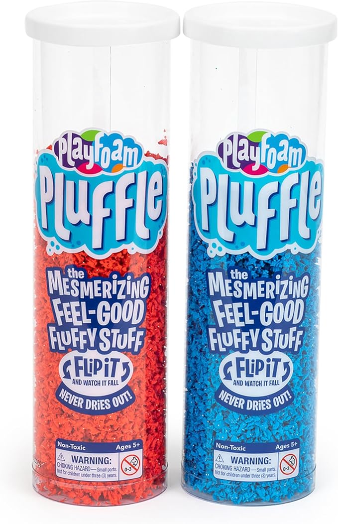 Educational Insights Pluffle® 2-Pack Red & Blue - Sensory Bin Foam Set, No Mess Alternative to Sand Toys & Slime for Toddlers, Fun Sensory Table Filler for Home or Classroom, Gift for Kids Ages 3+