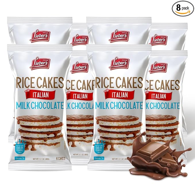 LIEBERS Milk Chocolate Rice Cakes, Kosher Certified Dairy, Gluten Free Snack (pack of 8) (Milk Chocolate)… | Kosher Certified Dairy.