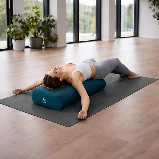 Yoga Meditation Cushion, 25" x 12" Rectangular Bolster with Organic Cotton Cover