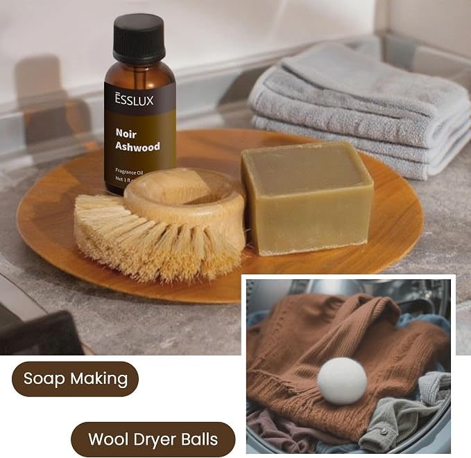 Fragrance Oil, ESSLUX Noir Ashwood Large Single Essential Oil 30ml, Vanilla Aroma Candle Making Scents, Middle Eastern Scented Oils for Home for Diffuser, Massage, Soap, Perfume, Humidifier
