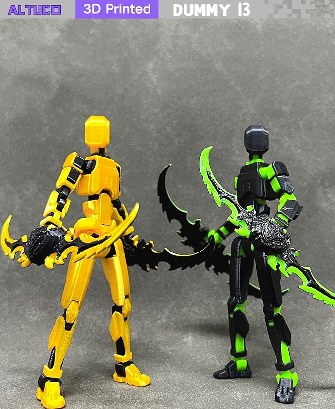 T13 Action Figure for Kids,3D Printed Titan 13 Figure with Multiple Accessories,Dummy 13 Desktop Decorative Toy(Black-Green)