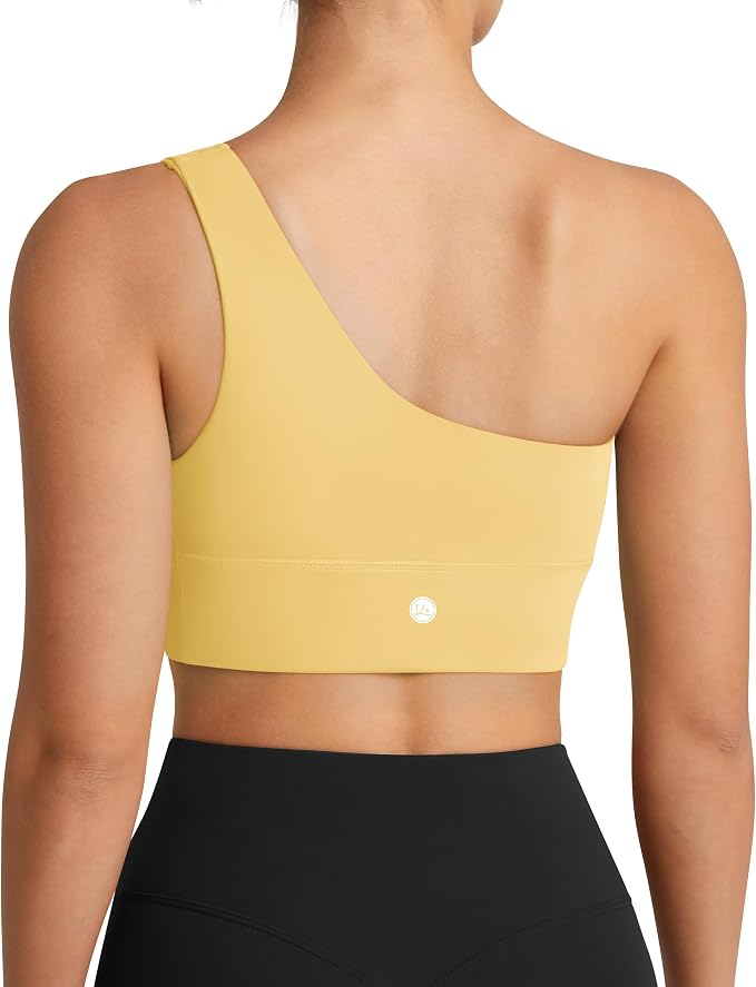 Queenie Ke Womens One Shoulder Sports Bra Left Side Strap Yoga Bras Gym Training Workout Crop Tops