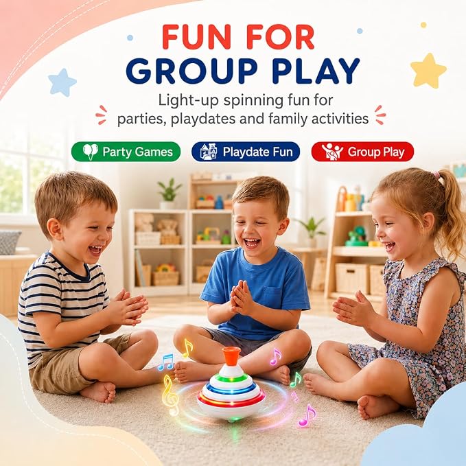 STOBOK Spinning Top Toy with LED and Music Peg-top Hand Spinner Gyro Toy Gift for Kids